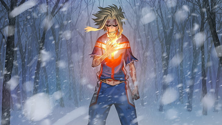 Anime, My Hero Academia, All Might, Blonde, Forest, Man, Snow, HD wallpaper