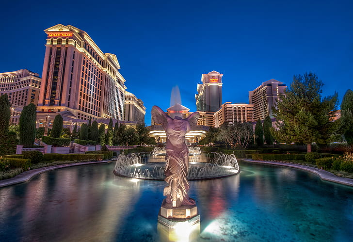 the sky, Las Vegas, fountain, USA, casino, caesars palace