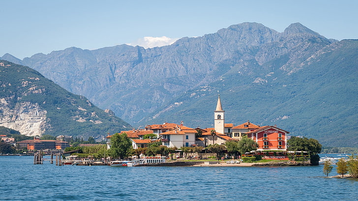 village, sea village, island, Italy, lake, mountains, landscape