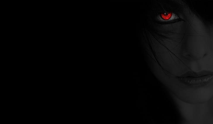 HD wallpaper: face, selective coloring, red eyes, black background |  Wallpaper Flare