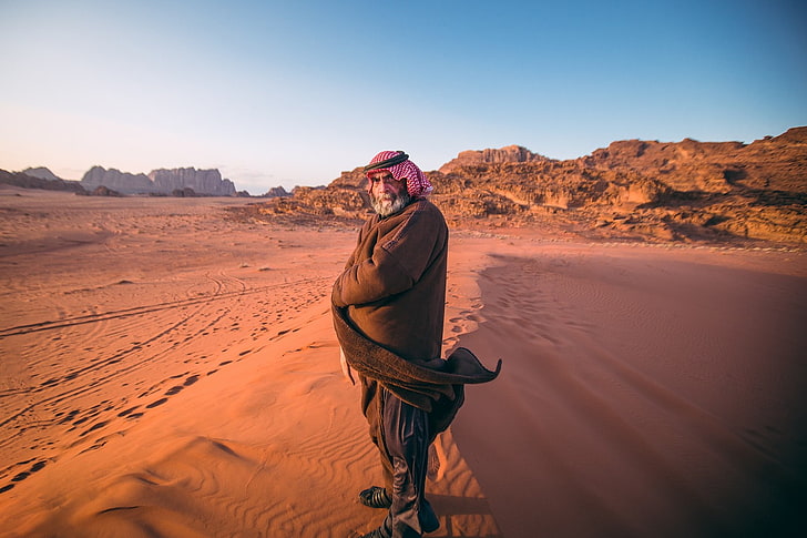 Arabic, desert, one person, clothing, real people, sky, landscape, HD wallpaper