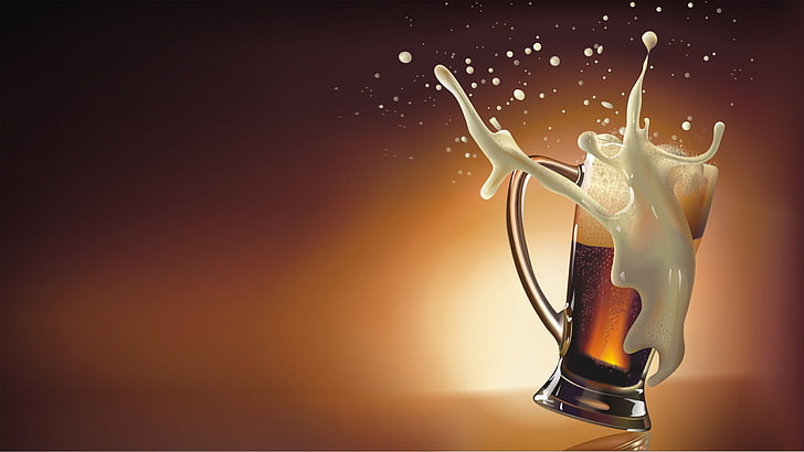 clear glass beer mug, alcohol, drinking glass, digital art, studio shot, HD wallpaper