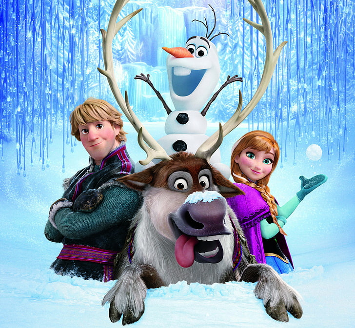 HD wallpaper: Disney Frozen wallpaper, snow, snowflakes, ice, deer, snowman  | Wallpaper Flare