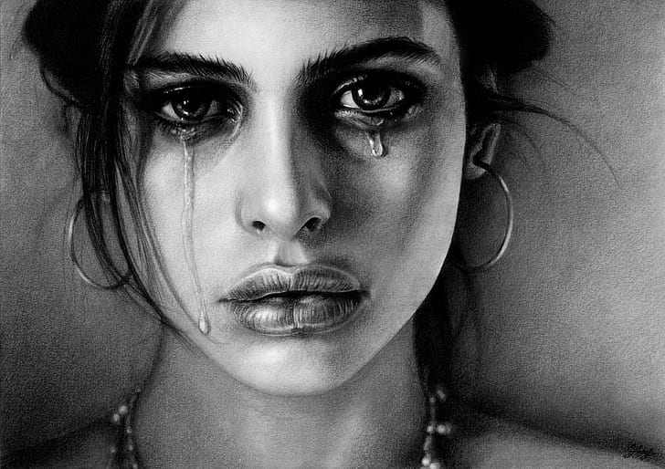 HD wallpaper: Artistic, Painting, Crying, Face, Girl, Sad, Woman | Wallpaper  Flare