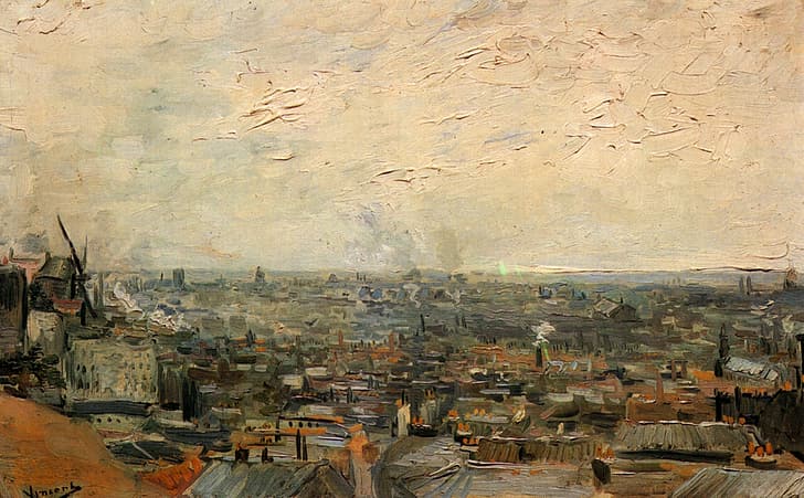 Vincent van Gogh, an overview of the city, from Montmartre, HD wallpaper