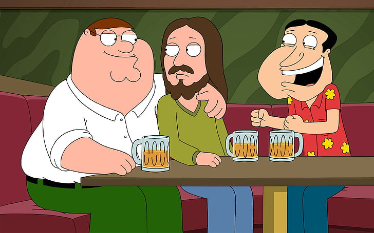 Family Guy, Peter Griffin, Glenn Quagmire, Beer, Jesus Christ