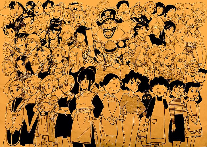 Bulma, Chi-Chi, Queen Serenity, Dragon Ball, One Piece, Sailor Moon, HD wallpaper