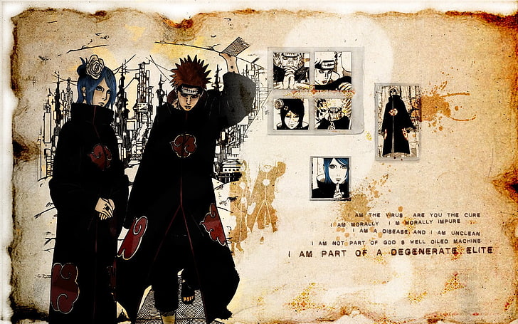 Naruto poster, Naruto Shippuuden, Pein, Akatsuki, anime, Konan, HD wallpaper