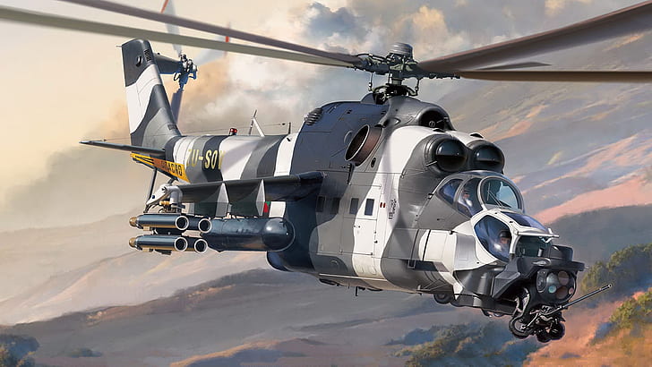 attack helicopter, Modification of the Mi-24V, ATE, Mi-24 Super Hind Mk. III, HD wallpaper