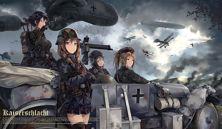 world war, stockings, girls with guns, military, anime girls