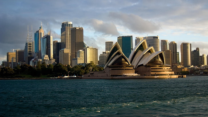 Sydney, Australia, Sydney Opera House, city, skyscraper, sea, HD wallpaper