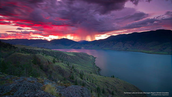 Kamloops Lake at Sunset, Okanagan Region, British Columbia, North America, HD wallpaper