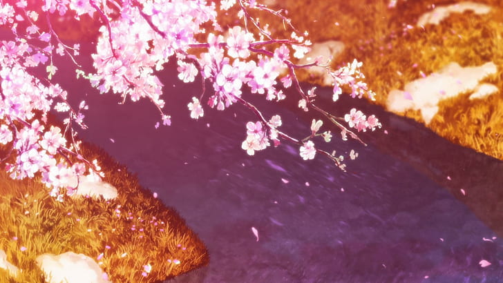 HD wallpaper: Cherry Blossom, Flowers, Painting, Grass | Wallpaper Flare