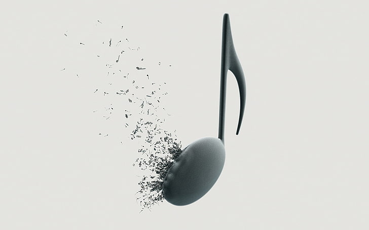 black music note illustration, the explosion, notes, treble clef, HD wallpaper