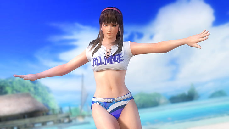 Dead or Alive Hitomi HD, black haired female character, video games