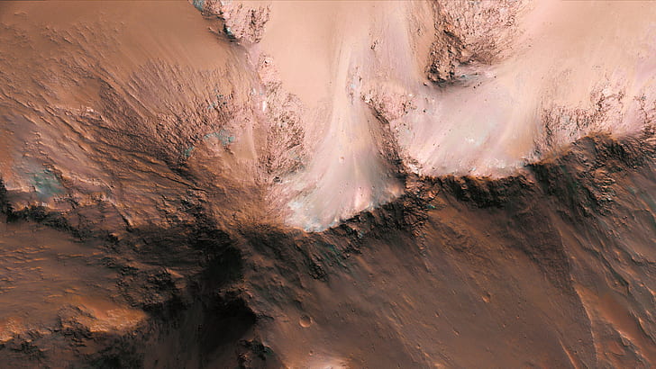 Mars, NASA, dune, landscape, aerial view, planet, HD wallpaper
