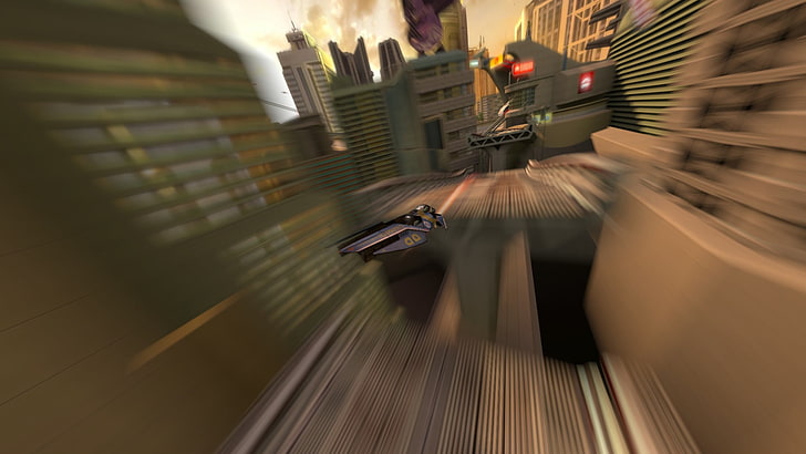 Assegai, Blurred, city, Racing, video games, Wipeout, Wipeout HD