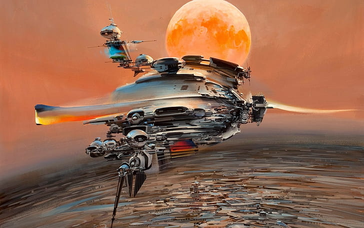 science fiction, spaceship, painting