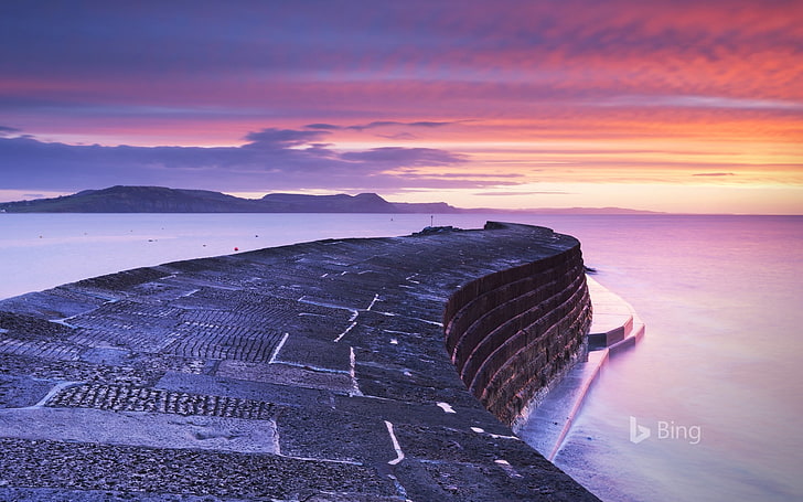 Dorset Lyme Regis Sunrise-2017 Bing Desktop Wallpa.., water, sea, HD wallpaper