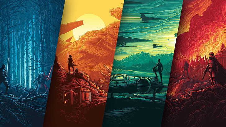 Kylo Ren, Rey (from Star Wars), Captain Phasma, BB-8, HD wallpaper