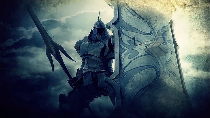 knight with spear and shield illustration, Demon's Souls, video games