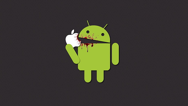 Android eating Apple logo, Android (operating system), Apple Inc.