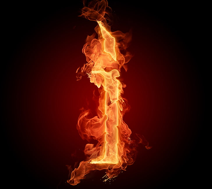 flaming i digital wallpaper, fire, flame, letter, Litera, fire - Natural Phenomenon, HD wallpaper