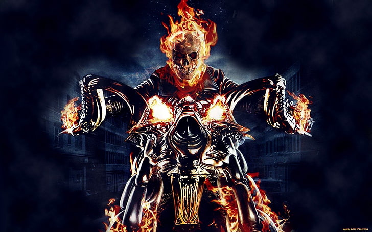Ghost Rider illustration, Comics, fire - Natural Phenomenon, flame, HD wallpaper