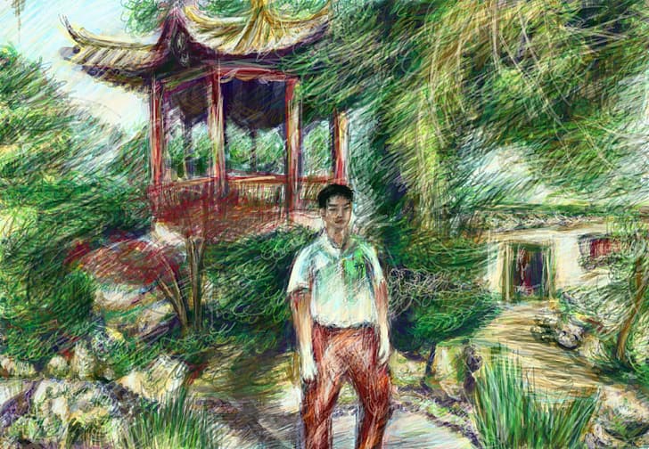 fauvism, modern impressionism, pagoda, Chinese architecture