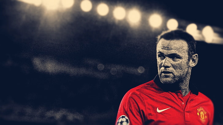 man in red jersey, HDR, Manchester United, soccer, Wayne Rooney