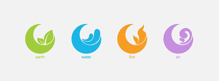 Elements, earth, water, fire, air icons, Aero, Patterns, artistic