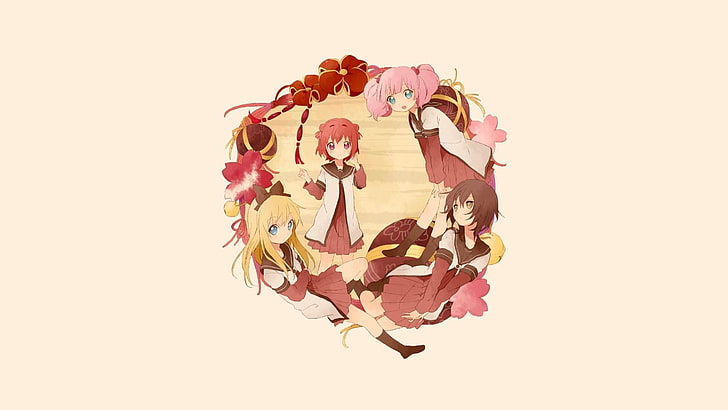 anime girls, Yuru Yuri, Yoshikawa Chinatsu, Funami Yui, Toshinou Kyouko, HD wallpaper
