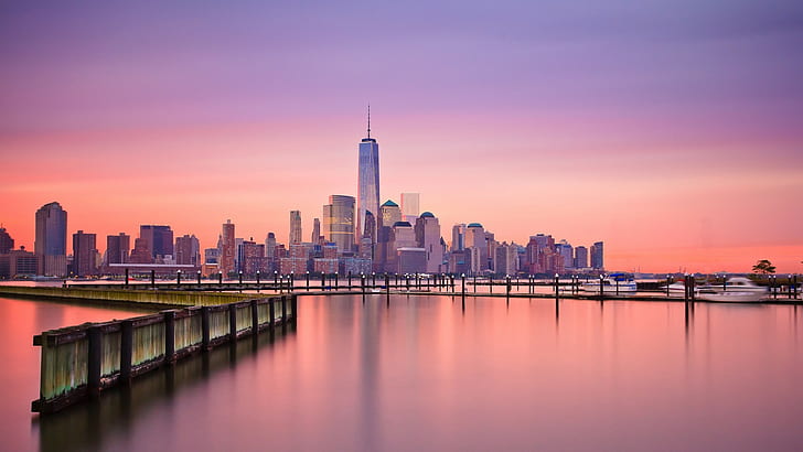One World Trade Center, reflection, New York City, HD wallpaper