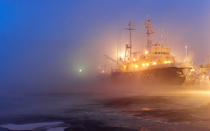 Port Ice Ship Fog Lights Pictures For Desktop, watercrafts, HD wallpaper