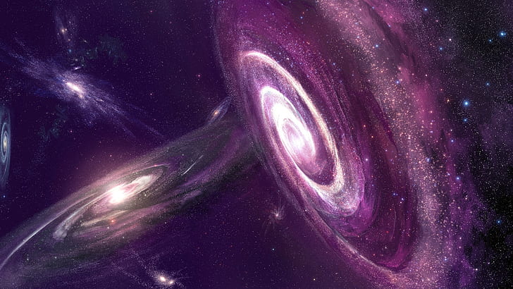 Space, the universe, stars, galaxies, nebula, purple, HD wallpaper