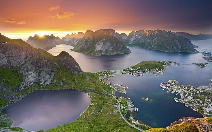 Norway, Lofoten, islands, body of water and island, HD wallpaper