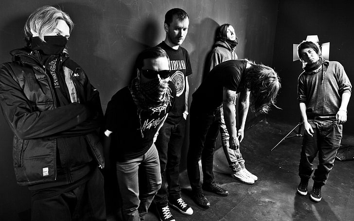 six men standing grayscale photography, psyhea, band, members, HD wallpaper