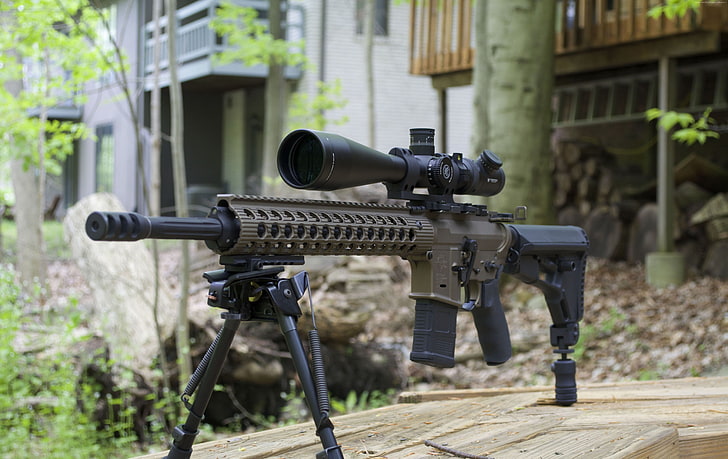 custom, scope, multicam, camo, AR-15, semi-automatic, rifle, HD wallpaper
