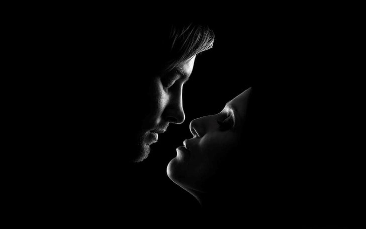 Passion Kiss, man and woman about to kiss digital wallpaper, Love