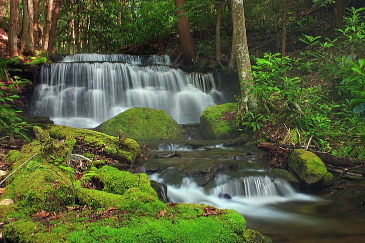 water falls, Yost, Run, Loop, Revisited, Pennsylvania, Centre County, HD wallpaper