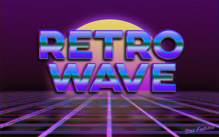 New Retro Wave, synthwave, 1980s, typography, neon, Photoshop, HD wallpaper
