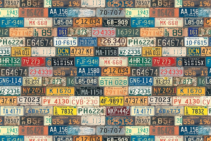 Man Made, License Plate, Number, backgrounds, multi colored, HD wallpaper