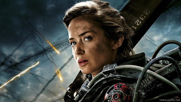 Emily Blunt, Edge of Tomorrow, actress, movie poster, brunette, HD wallpaper