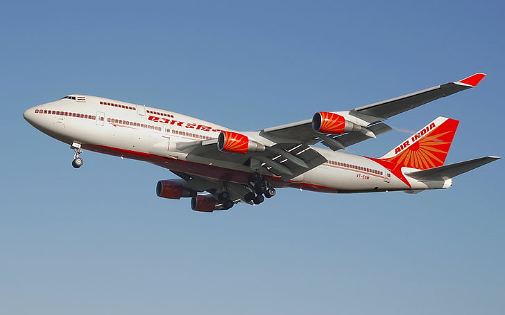 Air India Flight 182, red and white Air India commercial plane, HD wallpaper