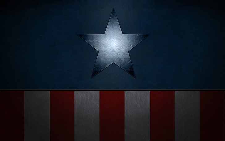 Captain America logo, minimalism, cartoon, digital art, shape, HD wallpaper