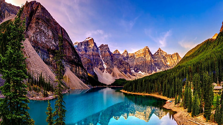 moraine lake, reflection, wilderness, mountain, water, mountainous landforms, HD wallpaper