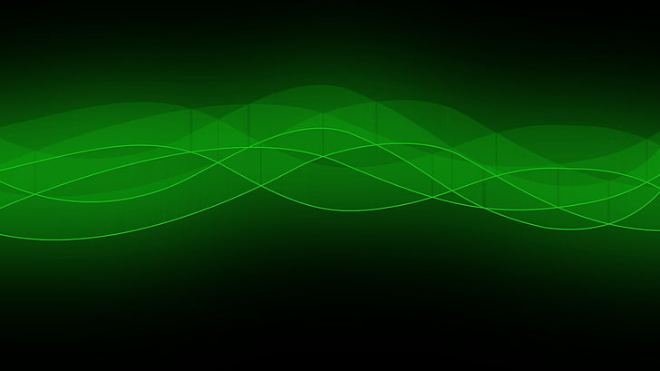 green waves, abstract, lines
