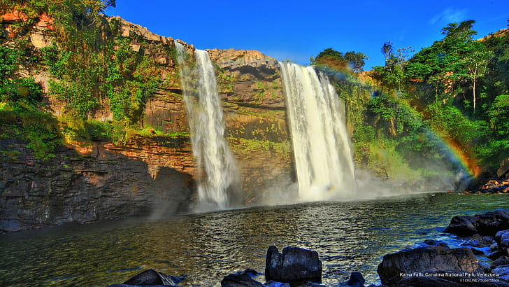 Kama Falls, Canaima National Park, Venezuela, Waterfalls, HD wallpaper