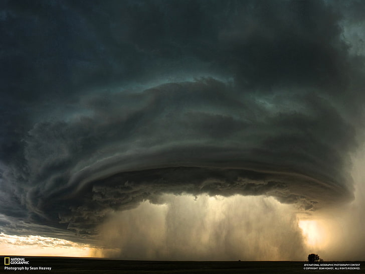 National Geographic, storm, sky, cloud - sky, water, sea, storm cloud, HD wallpaper