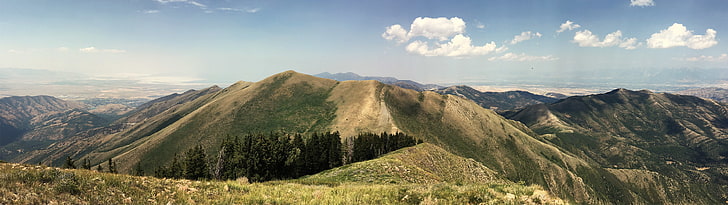 mountains, landscape, dual monitors, Utah, sky, environment, HD wallpaper